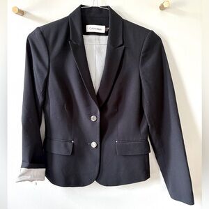 Calvin Klein Women's Classic 2-Button Navy Blazer
